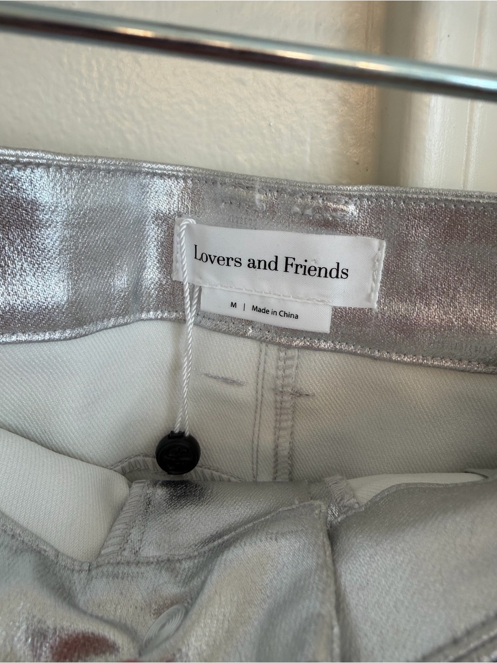 NWT Lovers + Friends Naomi Silver Maxi Skirt Metallic Slit Size Medium - Picture 6 of 8